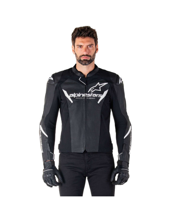 Veste de moto en cuir Alpinestars Faster V3 Airflow - Noir/Blanc/Jaune Fluo 310362512 - 3 Veste de moto en cuir Alpinestars Faster V3 Airflow - Noir/Blanc/Jaune Fluo 310362512 - 3
