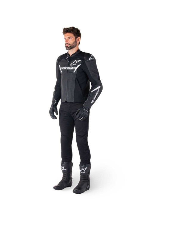 Alpinestars Faster V3 Airflow Leather Motorcycle Jacket - Black/White/Fluo Yellow 310362512 - 8 Alpinestars Faster V3 Airflow Leather Motorcycle Jacket - Black/White/Fluo Yellow 310362512 - 8