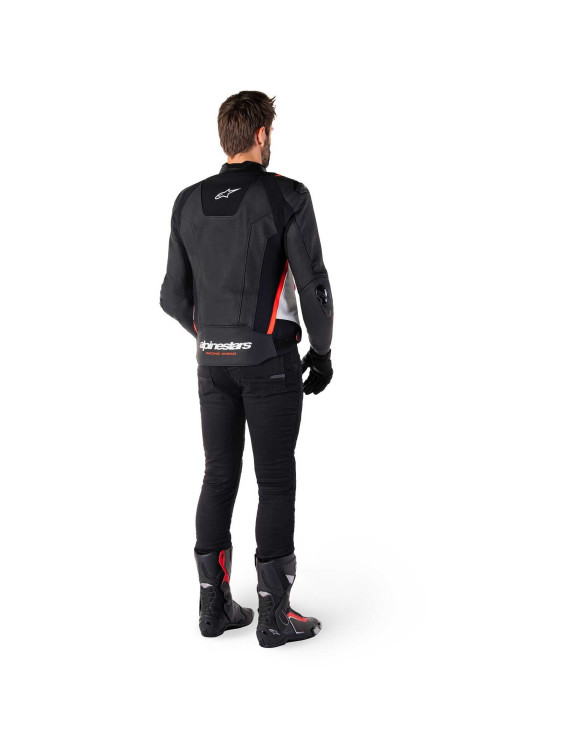 Alpinestars Missile V3 Leather Motorcycle Jacket - Black/White/Fluo Red 31001251231 - 10