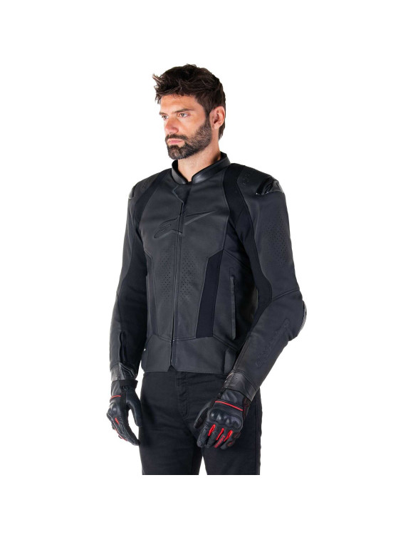 Alpinestars Missile V3 Leder-Motorradjacke – Schwarz/Schwarz 31001251100 - 4
