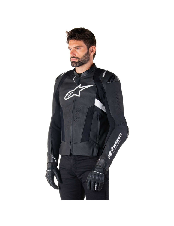 Alpinestars Missile V3 Leather Motorcycle Jacket - Black/White 310012512 - 4