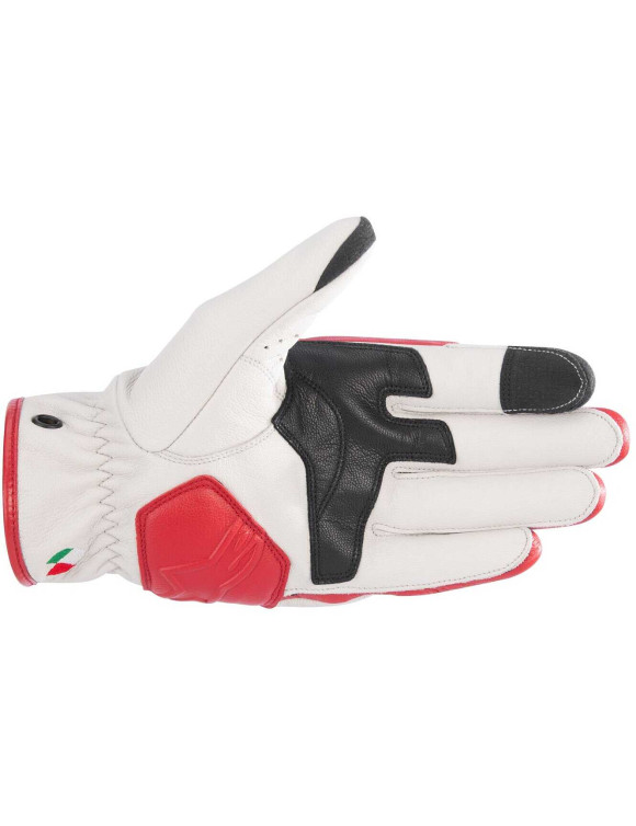 Gants de moto en cuir Alpinestars Dyno - Rouge rubis/écru 35096248005 - 2