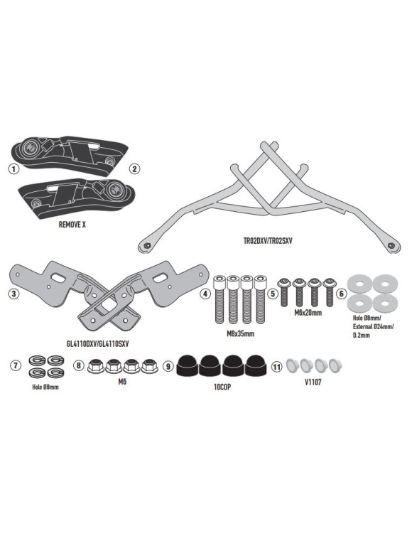 Kit telaietti laterali sgancio rapido,GIVI tr2157 per borse morbide,Yamaha mt-07 - 1
