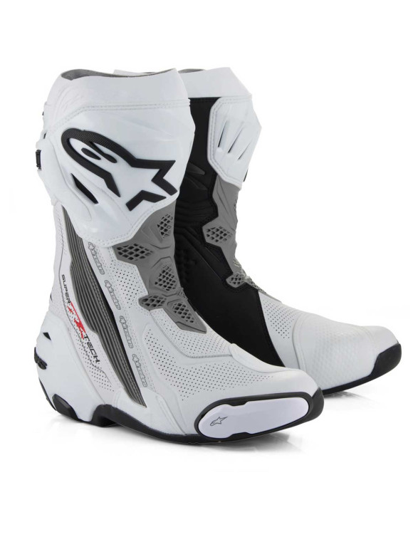 Alpinestars Vented Supertech R Motorradstiefel – Weiß/Mittelgrau/Schwarz 22201212024 - 1