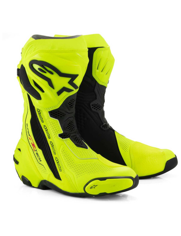Alpinestars Vented Supertech R Motorradstiefel – Fluo Gelb/Schwarz 2220121551 - 1 Alpinestars Vented Supertech R Motorradstiefel – Fluo Gelb/Schwarz 2220121551 - 1