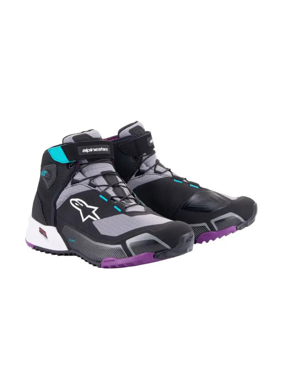 Alpinestars Motorcycle Shoes Alpinestars CR-X Drystar® Women's Motorcycle Shoes - Black/Plum Grey/Teal 26115 - 1