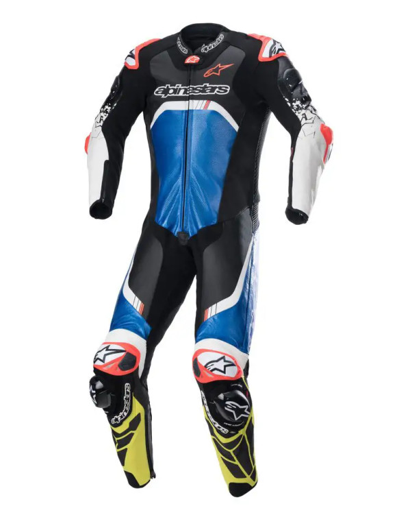 Tuta Moto Alpinestars In Pelle GP Tech V4 - Nero/Blu/Giallo fluo 31568221075 - 1