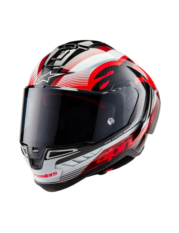 Casco de moto Alpinestars Supertech R10 Team - Carb negro/rojo/blanco brillante 82002241352 - 1