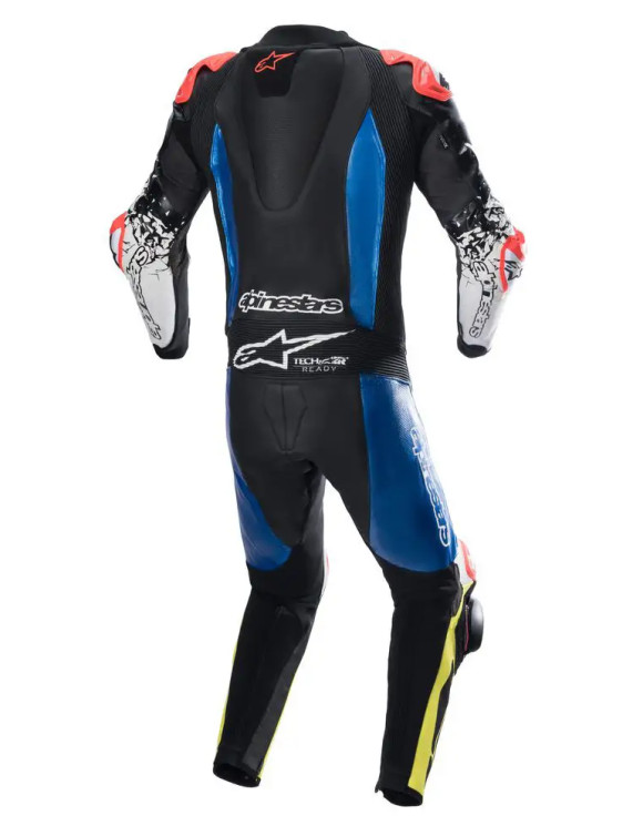 Tuta Moto Alpinestars In Pelle GP Tech V4 - Nero/Blu/Giallo fluo 31568221075 - 2