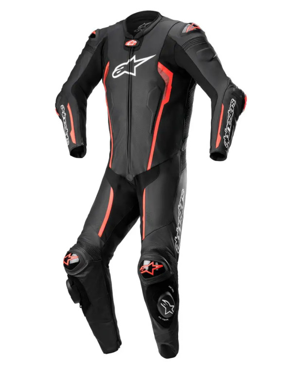 Tuta Moto Alpinestars In Pelle Missile V2 - 1 Pezzo - Nero/Rosso fluo 31501221030 - 2