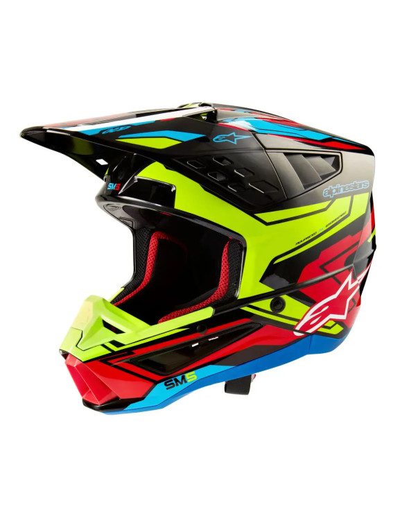 Alpinestars SM5 Action 2 ECE Motorradhelm – Schwarz/Fluo Gelb/Leuchtend Rot G 83060231533 - 1