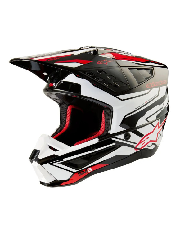Casque de moto Alpinestars SM5 Action 2 ECE - Noir/Blanc/Rouge vif brillant 83060231304 - 1