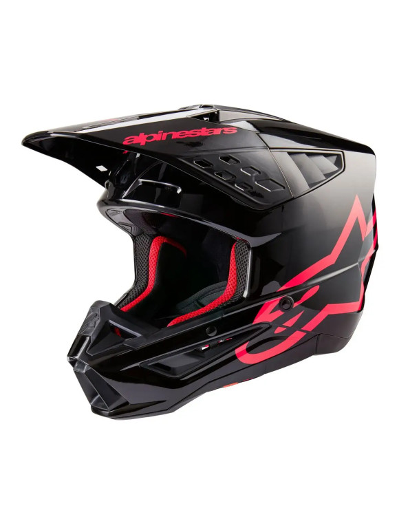 Alpinestars SM5 Corp ECE Motorradhelm – Schwarz/Diva glänzendes Pink 83063231839 - 1