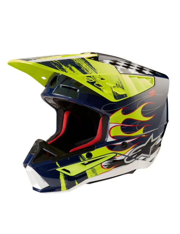 Casco Moto Alpinestars SM5 Rash ECE - Notte marina/Giallo fluo lucido 83070237455 - 1