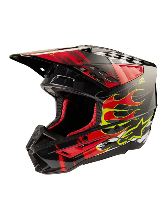 Casque de moto Alpinestars SM5 Rash ECE - Gris foncé/Rouge vif brillant 83070239033 - 1