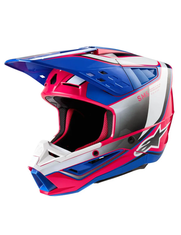 Alpinestars SM5 Sail ECE Motorcycle Helmet - White/Pink Diva/Blue Enamel/GI 83067232387 - 1