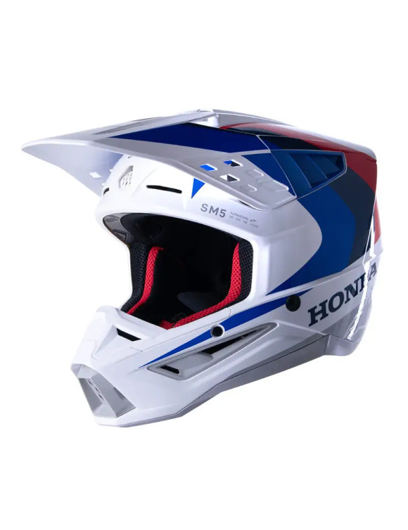Casco Moto Alpinestars Honda SM5 ECE - Bianco/Blu/Rosso lucido 83080232217 - 1