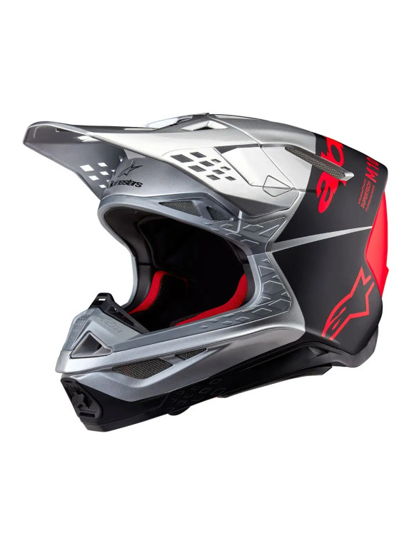 Alpinestars Supertech M10 Flood ECE Motorradhelm – Silber/Schwarz/Fluo Orange/M G 83009231954 - 1