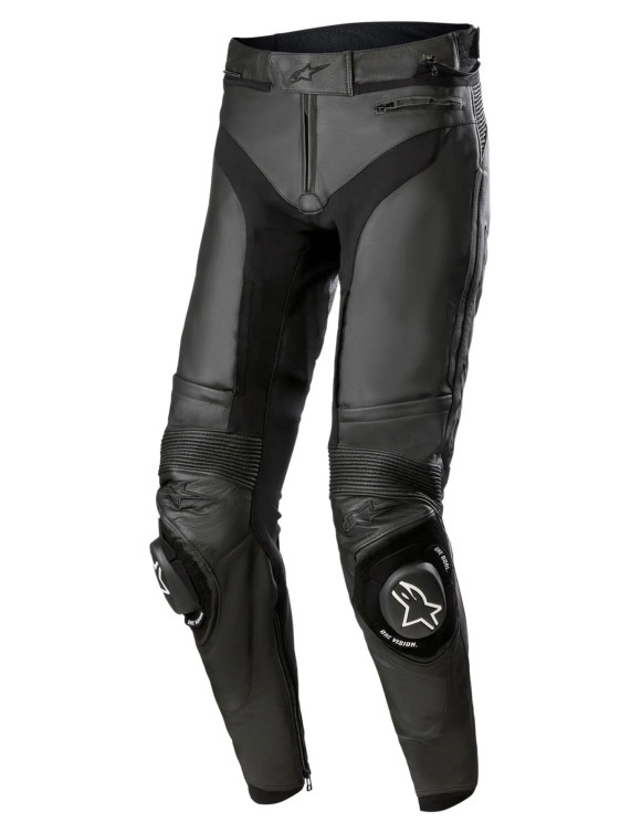 Pantalon de moto en cuir Alpinestars Missile V3 - Court - Noir/Noir 31206221100 - 1