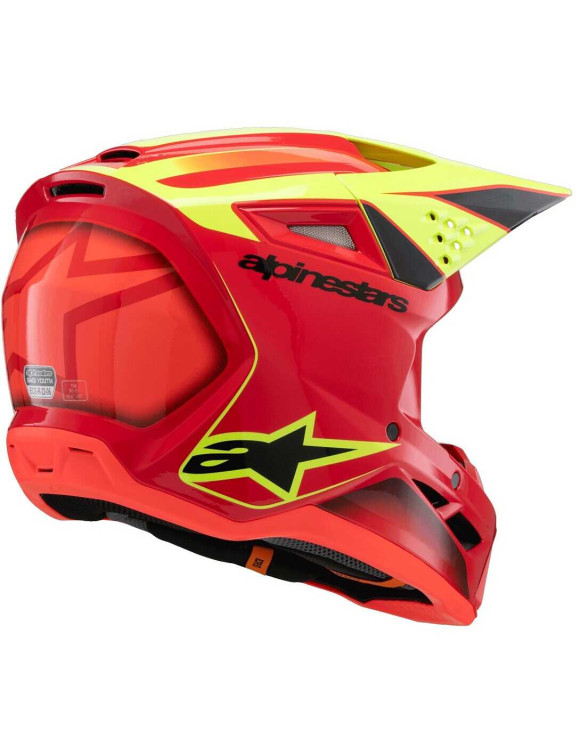 Alpinestars SM3 Fray Motorcycle Helmet for Boys ECE06 - Red/Fluo Yellow/Glossy Black 83017253051 - 2