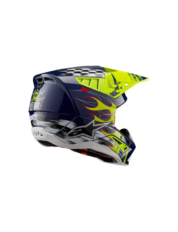 Casco Moto Alpinestars SM5 Rash ECE - Notte marina/Giallo fluo lucido 83070237455 - 2