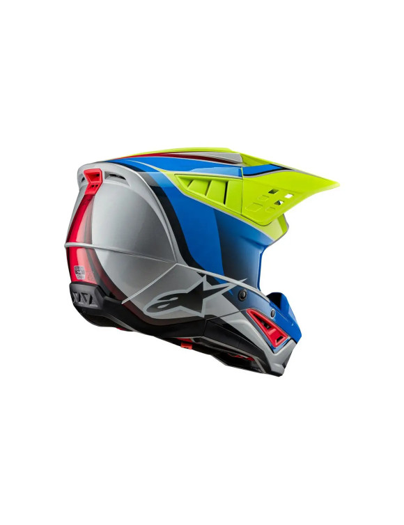 Casco Moto Alpinestars SM5 Sail ECE - Giallo fluo/Smalto blu/Silv G 83067235579 - 2 Casco Moto Alpinestars SM5 Sail ECE - Giallo fluo/Smalto blu/Silv G 83067235579 - 2