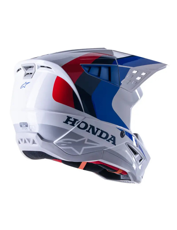 Casco Moto Alpinestars Honda SM5 ECE - Bianco/Blu/Rosso lucido 83080232217 - 2