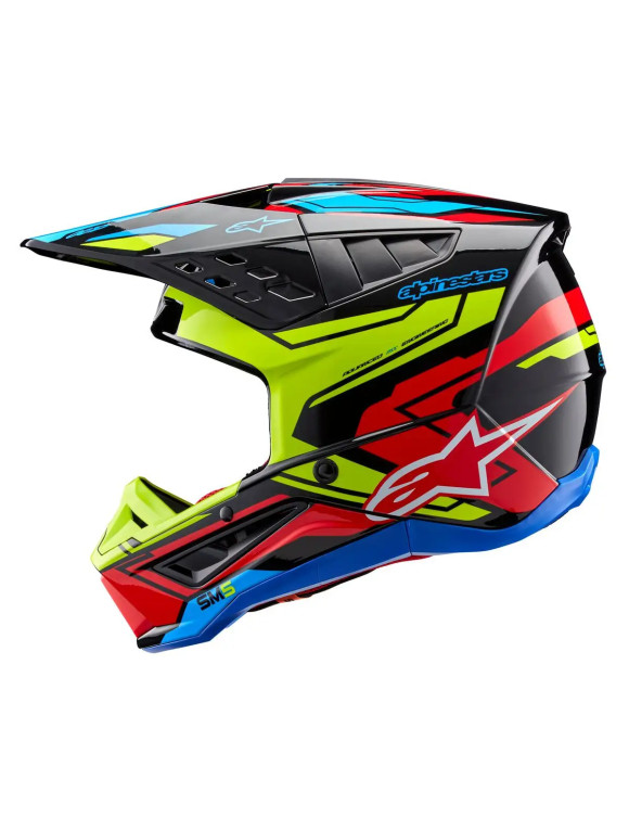 Alpinestars SM5 Action 2 ECE Motorradhelm – Schwarz/Fluo Gelb/Leuchtend Rot G 83060231533 - 3