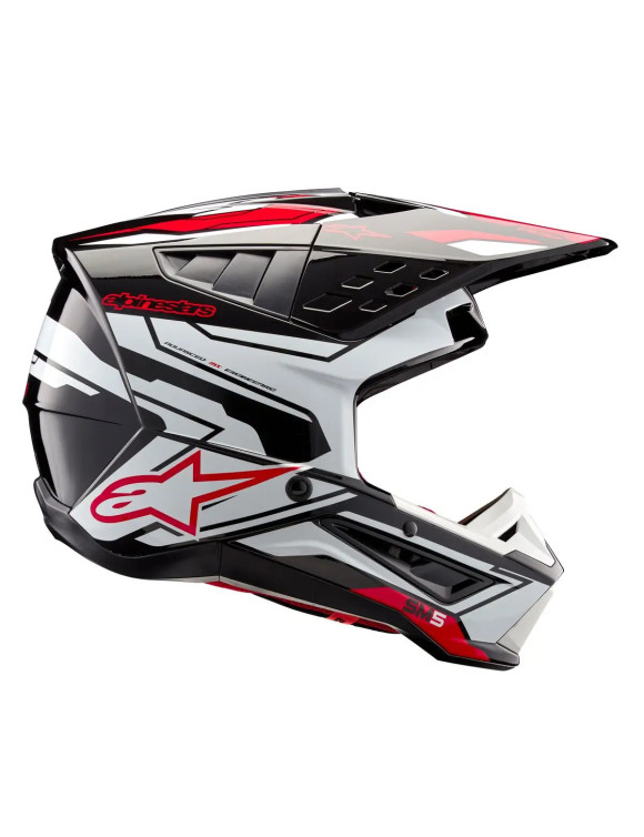 Alpinestars SM5 Action 2 ECE Motorradhelm – Schwarz/Weiß/Helles Rot glänzend 83060231304 - 3