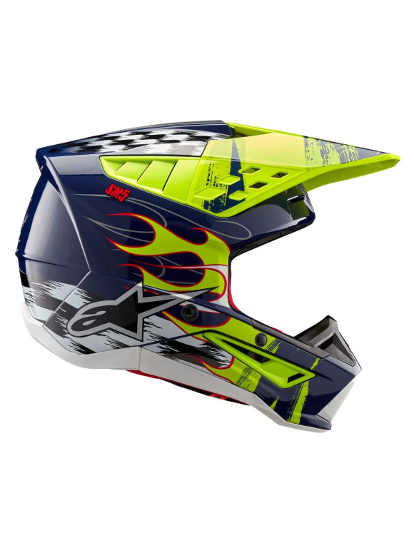 Casco Moto Alpinestars SM5 Rash ECE - Notte marina/Giallo fluo lucido 83070237455 - 3