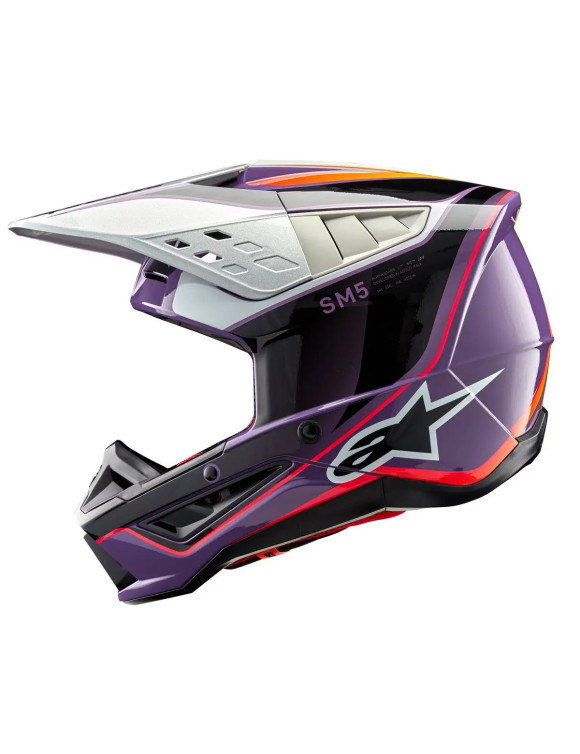Casco Moto Alpinestars SM5 Sail ECE - Viola/Nero/Argento lucido 83067233919 - 3
