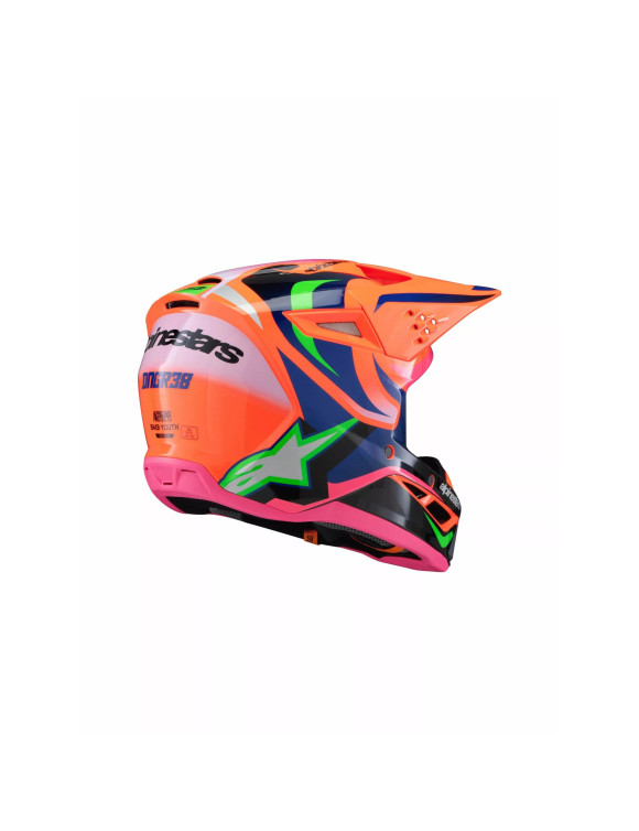 Casco Moto Alpinestars SM3 Deegan ECE06 Ragazzo - Arancione Fl/Viola/Rosa fluo/Gl 8301525433 - 4 Casco Moto Alpinestars SM3 Deegan ECE06 Ragazzo - Arancione Fl/Viola/Rosa fluo/Gl 8301525433 - 4