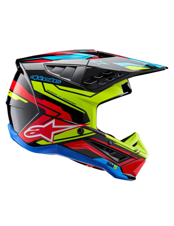 Alpinestars SM5 Action 2 ECE Motorradhelm – Schwarz/Fluo Gelb/Leuchtend Rot G 83060231533 - 4