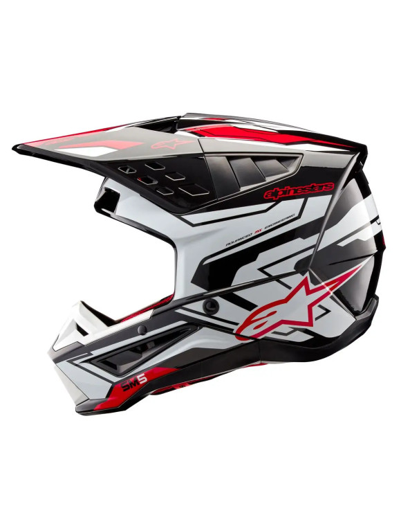 Alpinestars SM5 Action 2 ECE Motorradhelm – Schwarz/Weiß/Helles Rot glänzend 83060231304 - 4