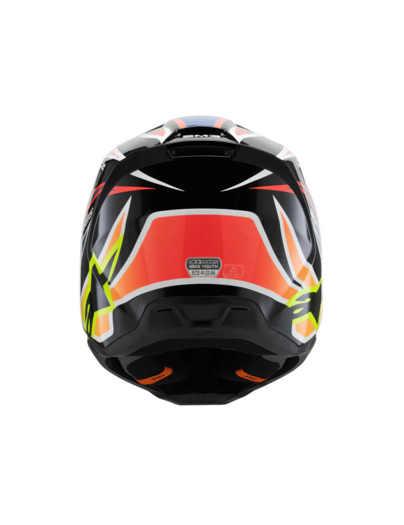 Alpinestars Wurx SM3 Motorradhelm für Jungen ECE06 – Schwarz/Gelb Fl/Blau/Rot GI 83021251574 - 7