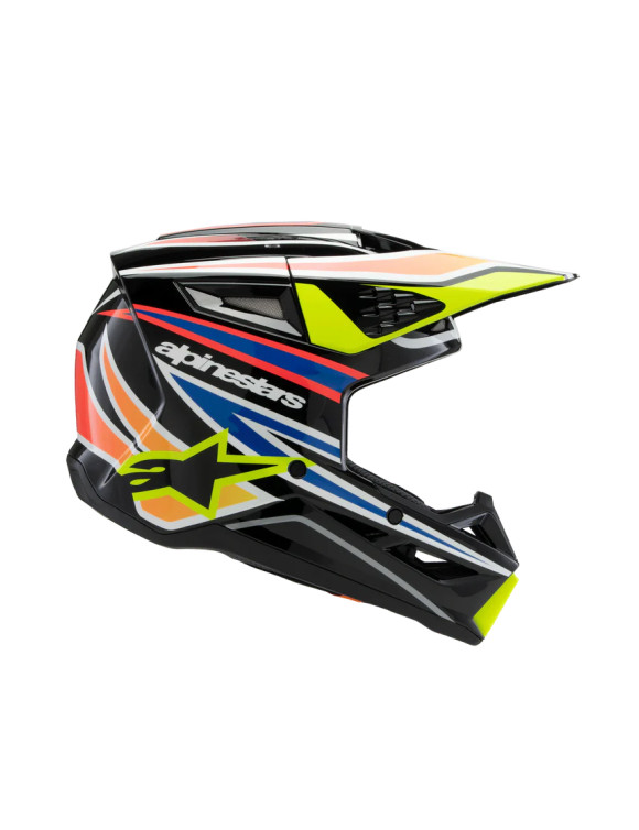 Alpinestars Wurx SM3 Motorcycle Helmet for Boys ECE06 - Black/Yellow Fl/Blue/Red GI 83021251574 - 3 Alpinestars Wurx SM3 Motorcycle Helmet for Boys ECE06 - Black/Yellow Fl/Blue/Red GI 83021251574 - 3