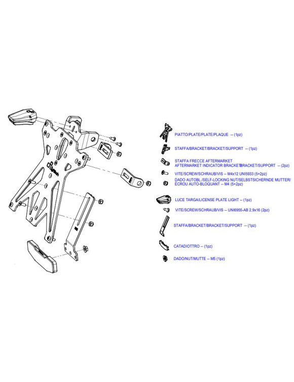 Kit Support de Plaque d'Immatriculation Réglable, Lightech KTARTR109A1, Mod. A1 pour Triumph Trident 660 - 2 Kit Support de Plaque d'Immatriculation Réglable, Lightech KTARTR109A1, Mod. A1 pour Triumph Trident 660 - 2