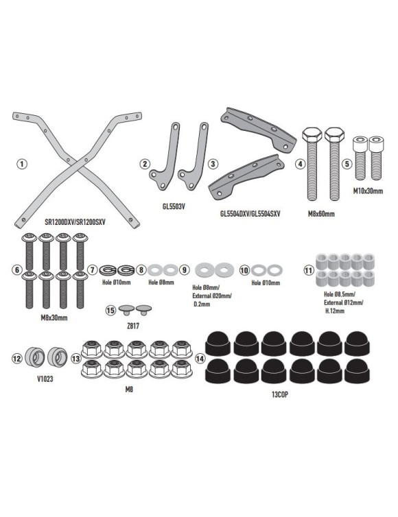 Givi SR1200 Attachment Kit for Monokey/Monolock Top Case, HONDA CB 750 HORNET - 1