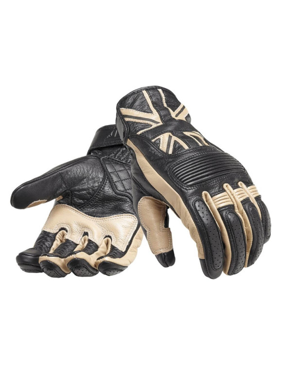 Triumph Mono Flag Men's Motorcycle Gloves Black/Bone MGVS17304 - 1