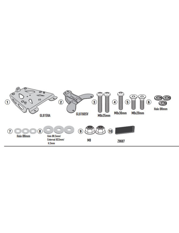 Specific Anodized Aluminum Rear Rack for MONOKEY® Top Case, Givi SRA2171, for YAMAHA Tracer 9 - 2 Specific Anodized Aluminum Rear Rack for MONOKEY® Top Case, Givi SRA2171, for YAMAHA Tracer 9 - 2