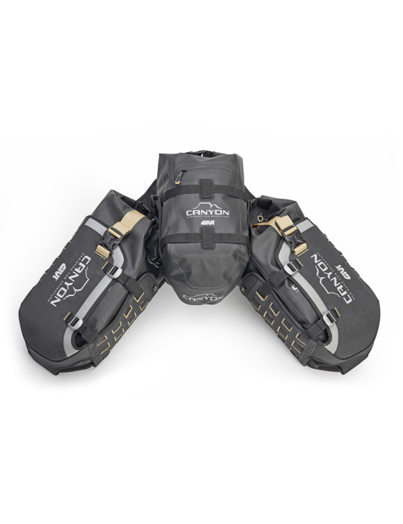 Base Modulare da sella serie Canyon, Givi GRT721B, 2 borse laterali 16 litri e 1 posteriore da 12 litri - 1