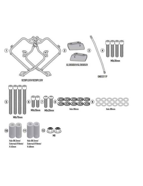 Kit Coppia Portavaligie Givi PL9226 per Monokey, CF MOTO 450 MT - 1