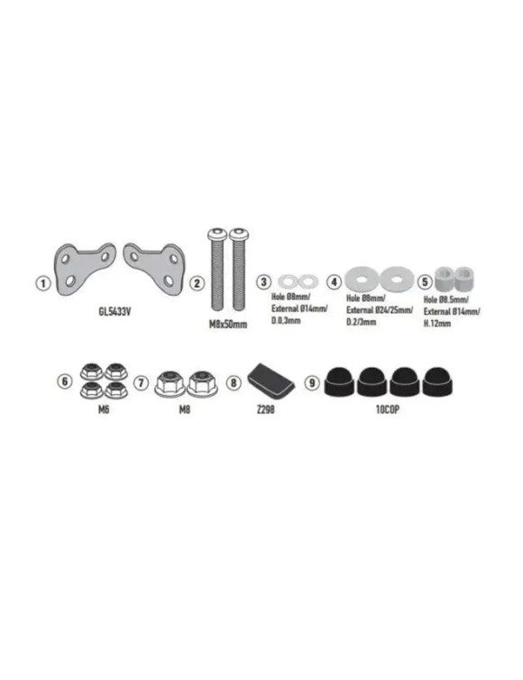 Kit de Fixation Givi A6407A pour Pare-brise 6407A, Triumph Speed Twin 900 - 1 Kit de Fixation Givi A6407A pour Pare-brise 6407A, Triumph Speed Twin 900 - 1