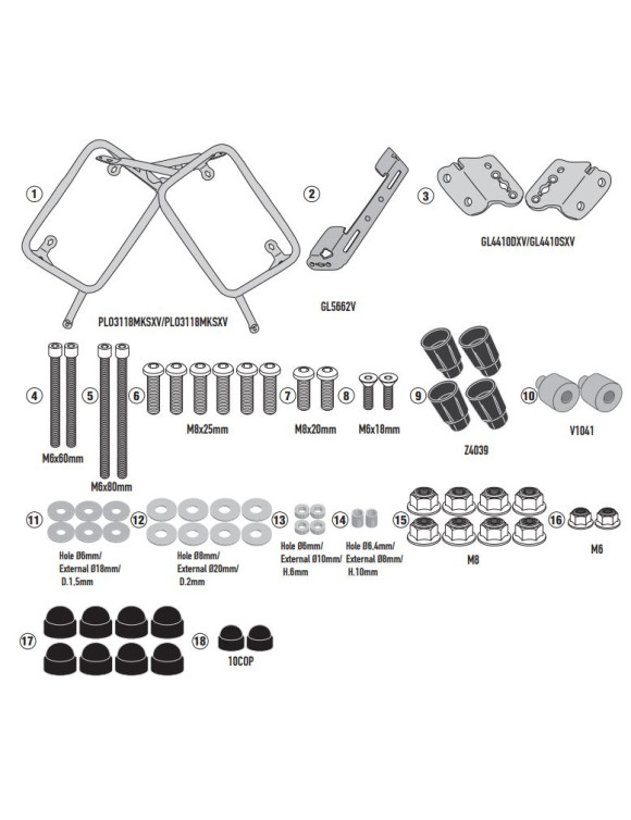 Kit rack latéral GIVI PLO3118MK Givi PlO3118MK monookey V-Strom 1050/XT/DE - 1 Kit rack latéral GIVI PLO3118MK Givi PlO3118MK monookey V-Strom 1050/XT/DE - 1