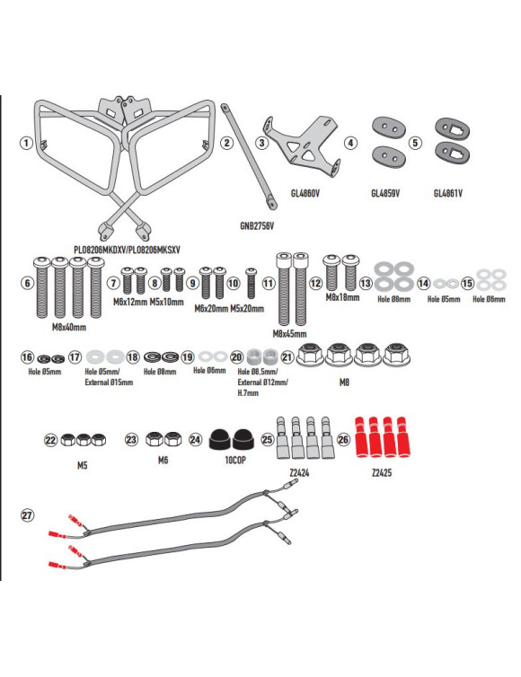 Givi plo8206mk mounting kit salks motokey moto Guzzi v7 Stone Euro 5 - 1