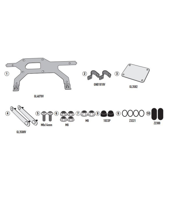 Kit GIVI tl8400kit per fissaggio s250 su plo8400mk-cam Harley-d pan America 1250 - 1