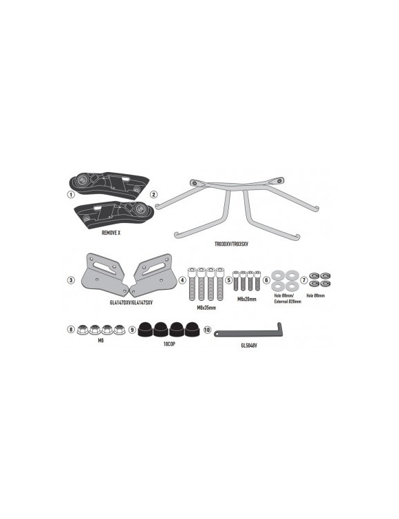 Kit cadres à libération rapide,GIVI TR1185 les sacs latéraux souples,Honda - 1 Kit cadres à libération rapide,GIVI TR1185 les sacs latéraux souples,Honda - 1