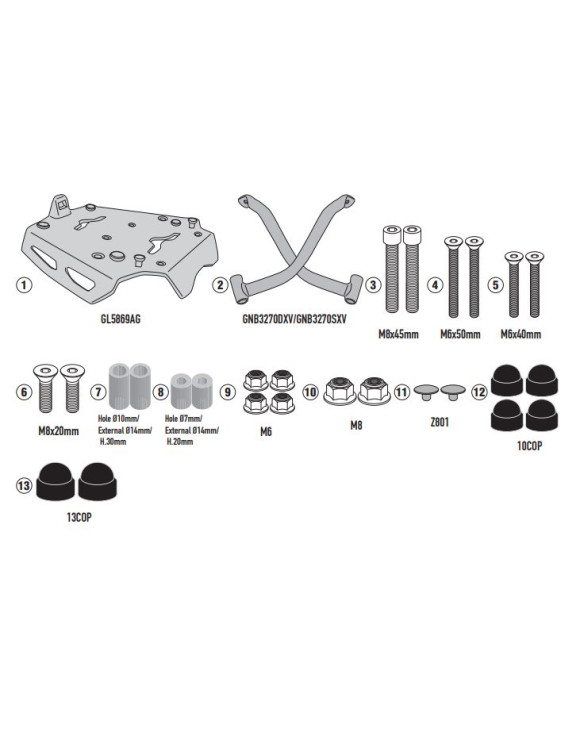 Givi SRA8209 Rear Rack Kit for Monokey Top Case, MOTO GUZZI V85 TT - 1 Givi SRA8209 Rear Rack Kit for Monokey Top Case, MOTO GUZZI V85 TT - 1