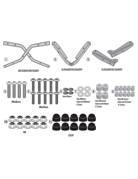 Givi SR2163 Attack Kit for Monokey/Monolock Top Case, YAMAHA MT-10 - 1