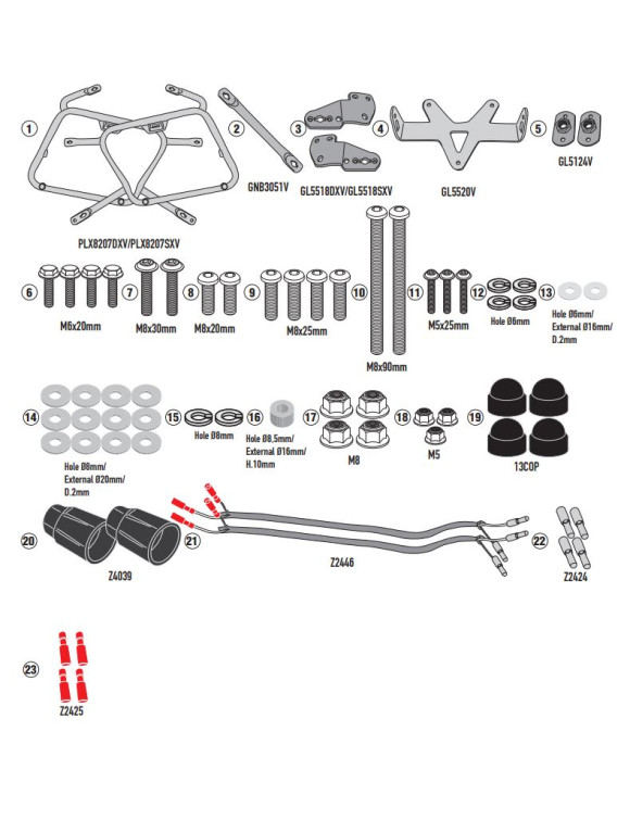 Givi PLX8207 Kit porte-bagages pour valises V35 / V37, Moto Guzzi V100 - 1 Givi PLX8207 Kit porte-bagages pour valises V35 / V37, Moto Guzzi V100 - 1